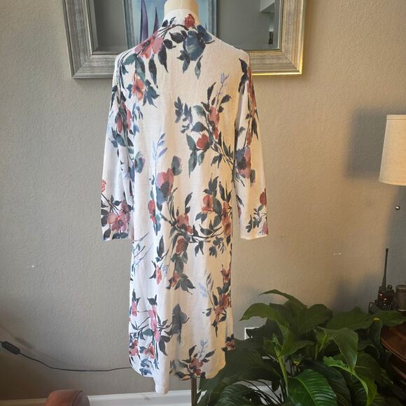 J.Jill Women's Linen Blend Floral Whimsical Duster Cardigan Sweater Size M Multi - Picture 6 of 8